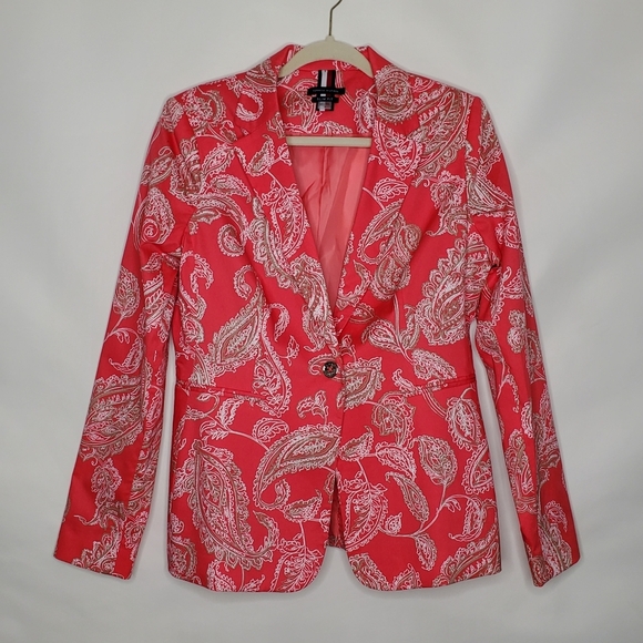 Tommy Hilfiger Paisley Print Blazer Size 12 Lined Slim Fit Floral Structured - Picture 14 of 15